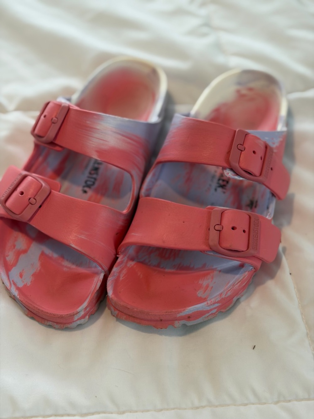 Like New: Birkenstock Pink Two-Strap Slip-On Sandals
